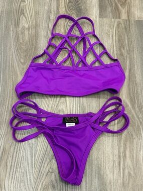 Hot Miami Styles Purple Strappy Lattice Bikini
